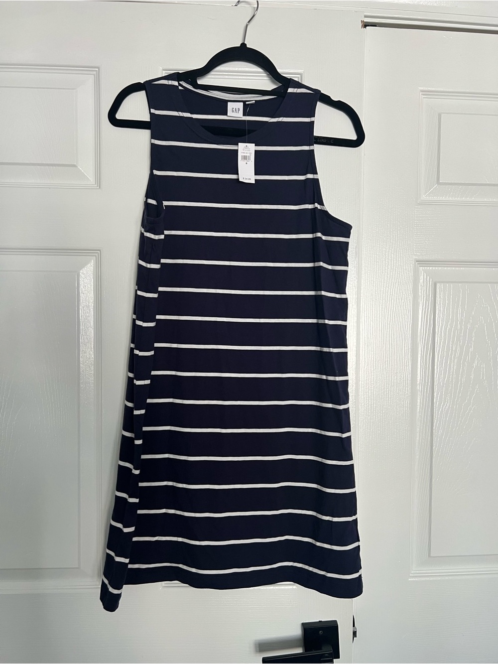GAP Navy and White Sleeveless Striped Shift Dress
